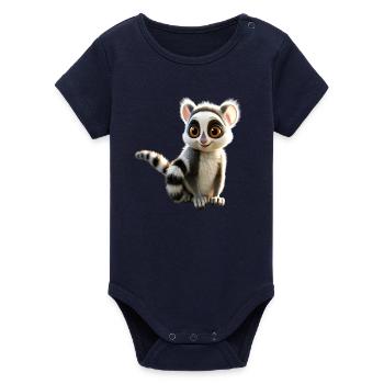 Ring-tailed lemurs lover Lemur ring-tailed lemurs Maki ring-tailed lemur - Organic Short Sleeve Baby Bodysuit by Stanley/Stella - navy - Front