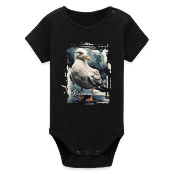 Möwe Küstenkind - Organic Kurzarm-Babybody von Stanley/Stella - Schwarz - Vorne