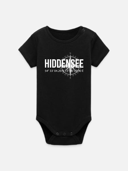 Koordinaten Hiddensee - Organic Kurzarm-Babybody von Stanley/Stella - Schwarz