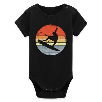 Surfen Vintage Look - Organic Kurzarm-Babybody von Stanley/Stella - Schwarz - Vorne