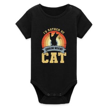 Cat Owner Joke - Organic Short Sleeve Baby Bodysuit by Stanley/Stella - black - Front
