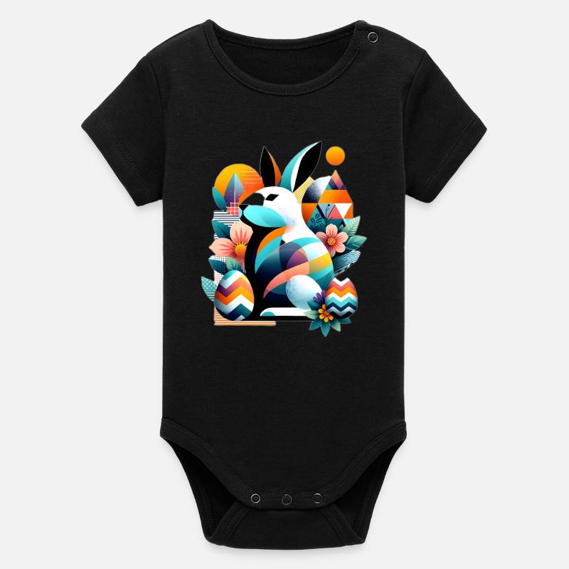 Graphismes de Pâques modernes - Body bébé manches courtes bio Stanley/Stella - noir