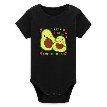 Lets Avo-Cuddle Avocado Snuggle Kawaii Cartoon - Organic Short Sleeve Baby Bodysuit by Stanley/Stella - black - Front