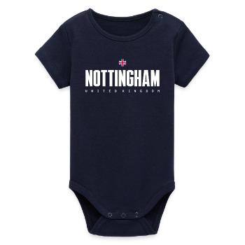 Nottingham City Emblem - Organic Short Sleeve Baby Bodysuit by Stanley/Stella - navy - Front