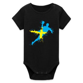 Équipe de handball Suède Lancer Explosion EC Logo icône - Body bébé manches courtes bio Stanley/Stella - noir - Devant