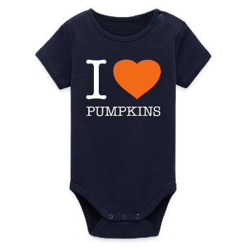 I LOVE PUMPKINS Kürbis Kürbisse - Organic Short Sleeve Baby Bodysuit by Stanley/Stella - navy - Front