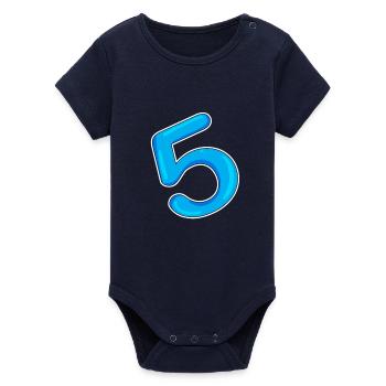 Nummer 5 Blau - Organic Kurzarm-Babybody von Stanley/Stella - Navy - Vorne