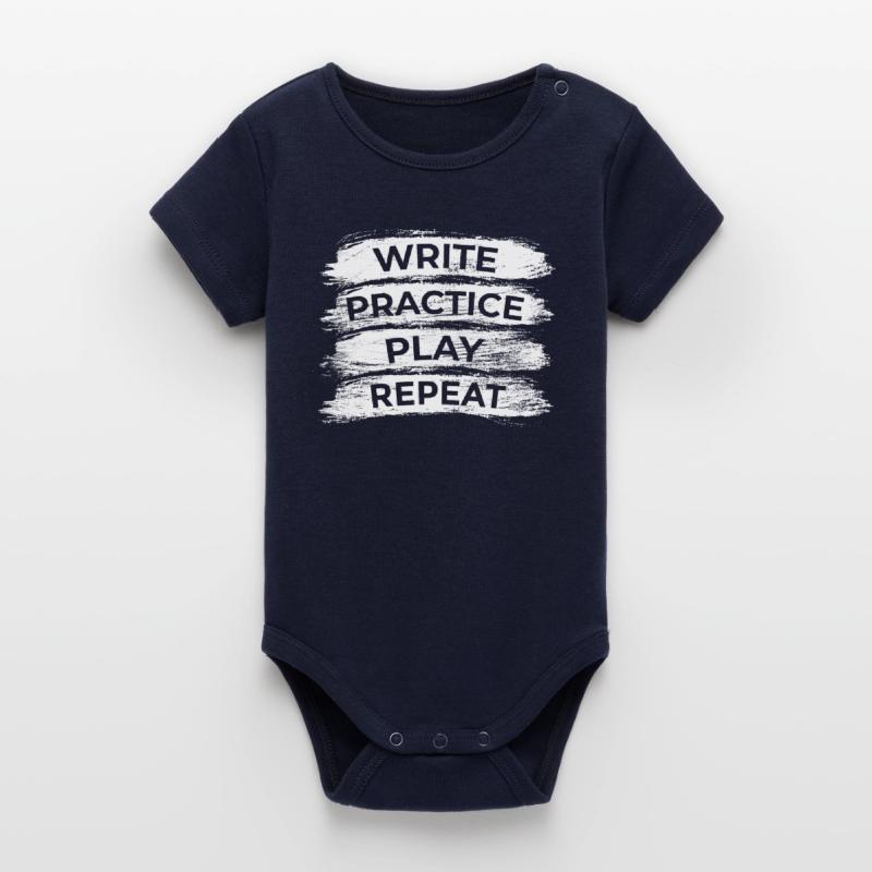 Writing, practicing, playing, repeating Organic Short Sleeve Baby Bodysuit by Stanley/Stella