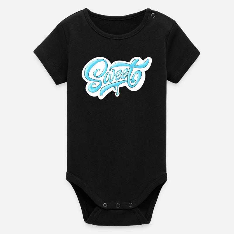Cold Sweet Script Design - Organic Short Sleeve Baby Bodysuit by Stanley/Stella - black
