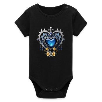 Magnifique coeur gothique noble aux couleurs bleues - Body bébé manches courtes bio Stanley/Stella - noir - Devant