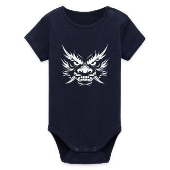 Oni, Japanese Demon - Organic Short Sleeve Baby Bodysuit by Stanley/Stella - navy - Front