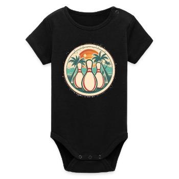 Graphismes de bowling - Body bébé manches courtes bio Stanley/Stella - noir - Devant