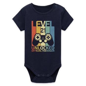 Level 21 Freigeschalteter offizieller Teenager - Organic Kurzarm-Babybody von Stanley/Stella - Navy - Vorne