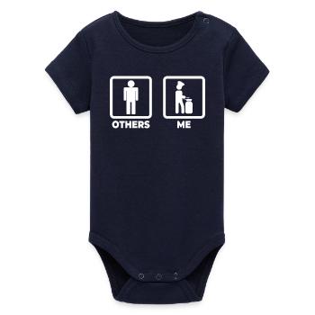 Chef Stick Figure - Organic Short Sleeve Baby Bodysuit by Stanley/Stella - navy - Front