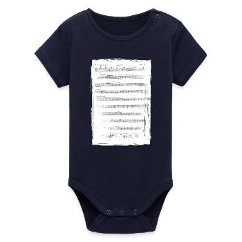 Sheet of music - Organic Short Sleeve Baby Bodysuit by Stanley/Stella - navy - Front