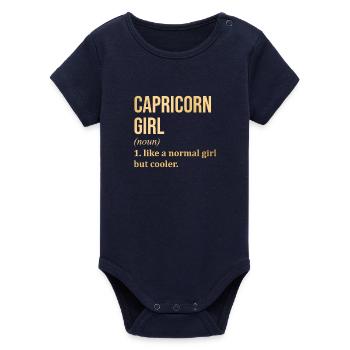 Capricorn - Organic Short Sleeve Baby Bodysuit by Stanley/Stella - navy - Front