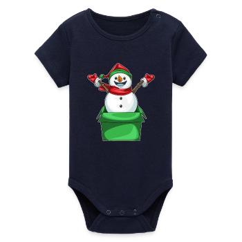 Schneemann Weihnachten Karton - Organic Kurzarm-Babybody von Stanley/Stella - Navy - Vorne
