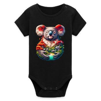 Koala - Organic Short Sleeve Baby Bodysuit by Stanley/Stella - black - Front