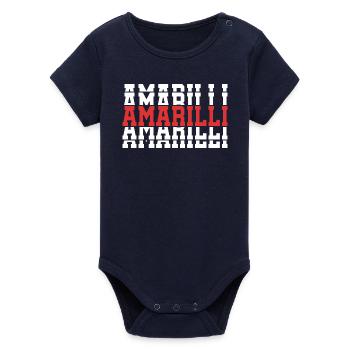 t-shirt amarilli t-shirt gift stacked text - Organic Short Sleeve Baby Bodysuit by Stanley/Stella - navy - Front