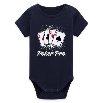 Jeu de cartes de casino Poker professionnel - Body bébé manches courtes bio Stanley/Stella - marine - Devant