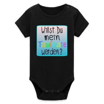 BABY TAUFE - TAUFPATE WERDEN - Organic Kurzarm-Babybody von Stanley/Stella - Schwarz - Vorne