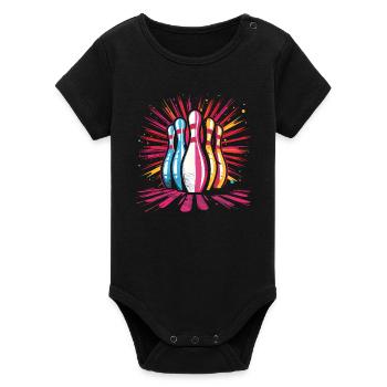 Bowling Cartoon Stil - Organic Kurzarm-Babybody von Stanley/Stella - Schwarz - Vorne
