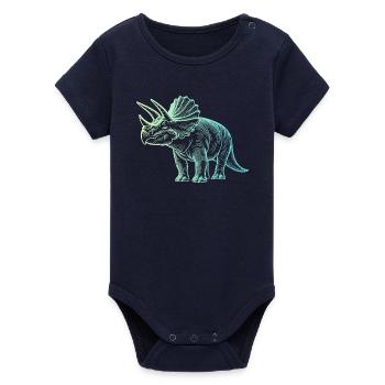 Dessin de dinosaure triceratops dégradé bleu vert - Body bébé manches courtes bio Stanley/Stella - marine - Devant