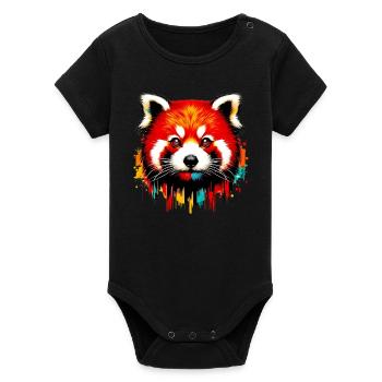Petit panda - Body bébé manches courtes bio Stanley/Stella - noir - Devant