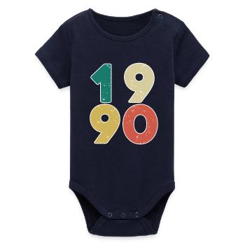 1990 - Year 1990 - Year 1990 - Organic Short Sleeve Baby Bodysuit by Stanley/Stella - navy - Front