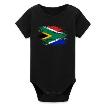 Drapeau de l’Afrique du Sud utilisé - Body bébé manches courtes bio Stanley/Stella - noir - Devant