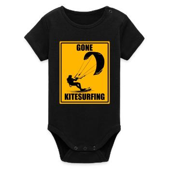 Gone Kitesurfing Vintage Kiteboarding Design Chemise - Body bébé manches courtes bio Stanley/Stella - noir - Devant