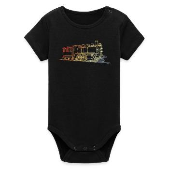 Locomotive Retro Style - Organic Short Sleeve Baby Bodysuit by Stanley/Stella - black - Front
