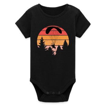 Sunset Paragliding Silhouette Design - Organic Short Sleeve Baby Bodysuit by Stanley/Stella - black - Front