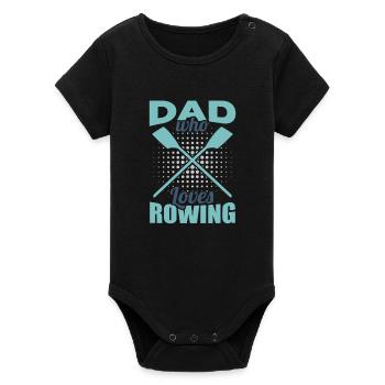 Rowing father - Organic Short Sleeve Baby Bodysuit by Stanley/Stella - black - Front
