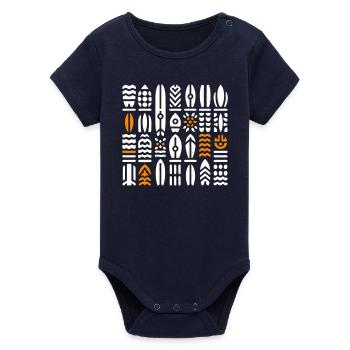 Abstract Surf and Wave Patterns - Organic Short Sleeve Baby Bodysuit by Stanley/Stella - navy - Front