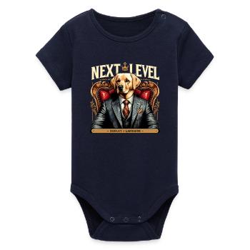 Dudley Labrador Anzug Next Level Hund Königssessel - Organic Kurzarm-Babybody von Stanley/Stella - Navy - Vorne