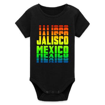 Jalisco Mexico rainbow design - Organic Short Sleeve Baby Bodysuit by Stanley/Stella - black - Front
