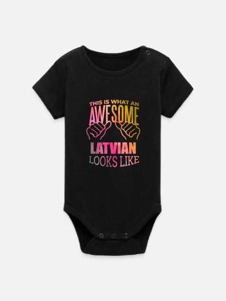 Lettland, Lettland, Lettland - Organic Kurzarm-Babybody von Stanley/Stella - Schwarz