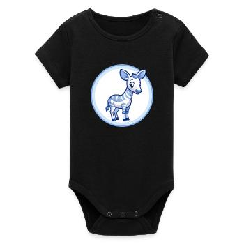 Okapi Blau Kawaii Cartoon Figur Clipart Haustier - Organic Kurzarm-Babybody von Stanley/Stella - Schwarz - Vorne