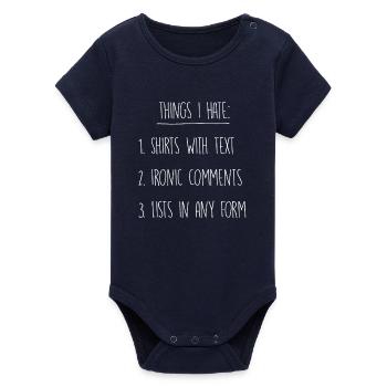 Things I hate - Organic Kurzarm-Babybody von Stanley/Stella - Navy - Vorne