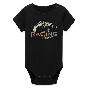 voiture vintage de course rétro Formula Symbol Logo Team - Body bébé manches courtes bio Stanley/Stella - noir - Devant