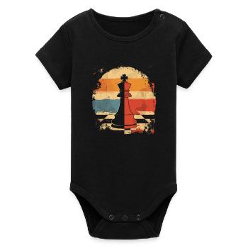 Chess piece Retrowave - Organic Short Sleeve Baby Bodysuit by Stanley/Stella - black - Front