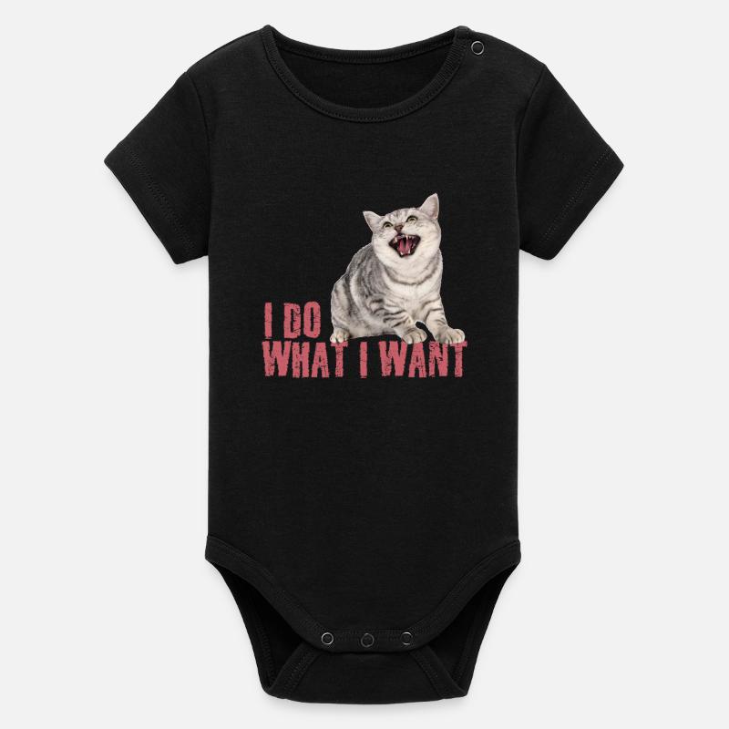 Chat : Je fais ce que je veux - Body bébé manches courtes bio Stanley/Stella - noir