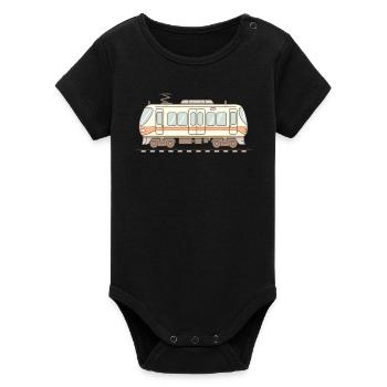 Railroad Comic Look - Organic Short Sleeve Baby Bodysuit by Stanley/Stella - black - Front