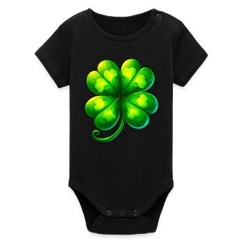 Four-leaf clover - Organic Short Sleeve Baby Bodysuit by Stanley/Stella - black - Front