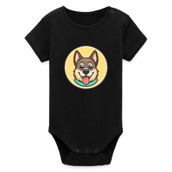 Molosse Chien Race Coloré Dessin animé Kawaii Clipart - Body bébé manches courtes bio Stanley/Stella - noir - Devant