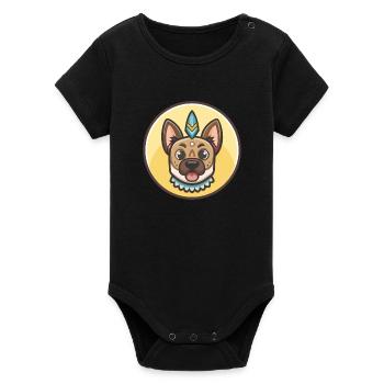 Marquisan Chien Race Dessin Animé Kawaii Clipart Animal - Body bébé manches courtes bio Stanley/Stella - noir - Devant