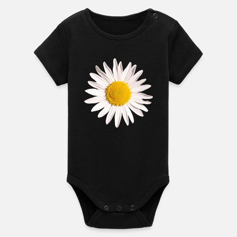 Gänseblümchen - Organic Kurzarm-Babybody von Stanley/Stella - Schwarz
