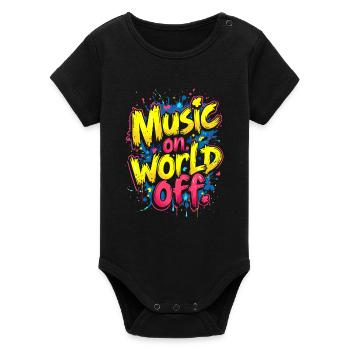 MUSIQUE ALLUMÉE, MONDE ÉTEINT - Body bébé manches courtes bio Stanley/Stella - noir - Devant