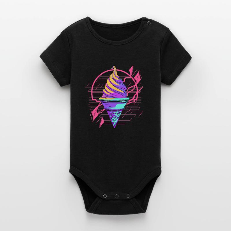 Cornet de crème glacée Synthwave Body bébé manches courtes bio Stanley/Stella